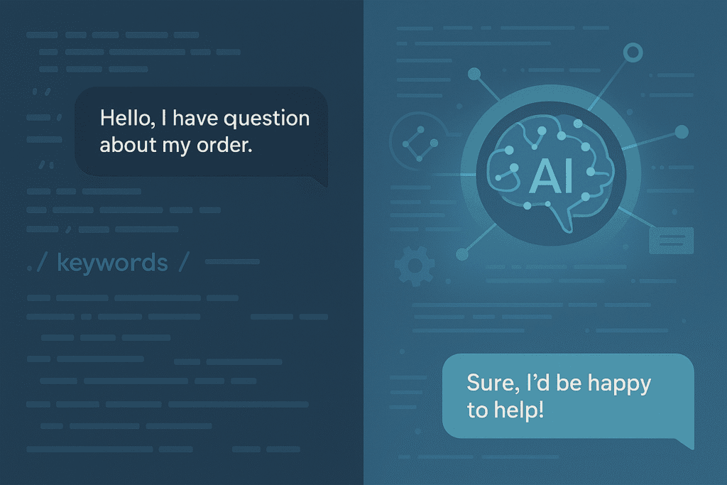 AI chatbot analyzing customer query and responding with helpful support