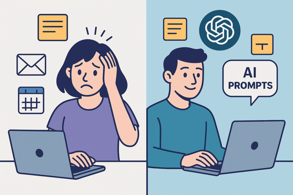 Comparison between a stressed creator and a relaxed creator using AI prompts